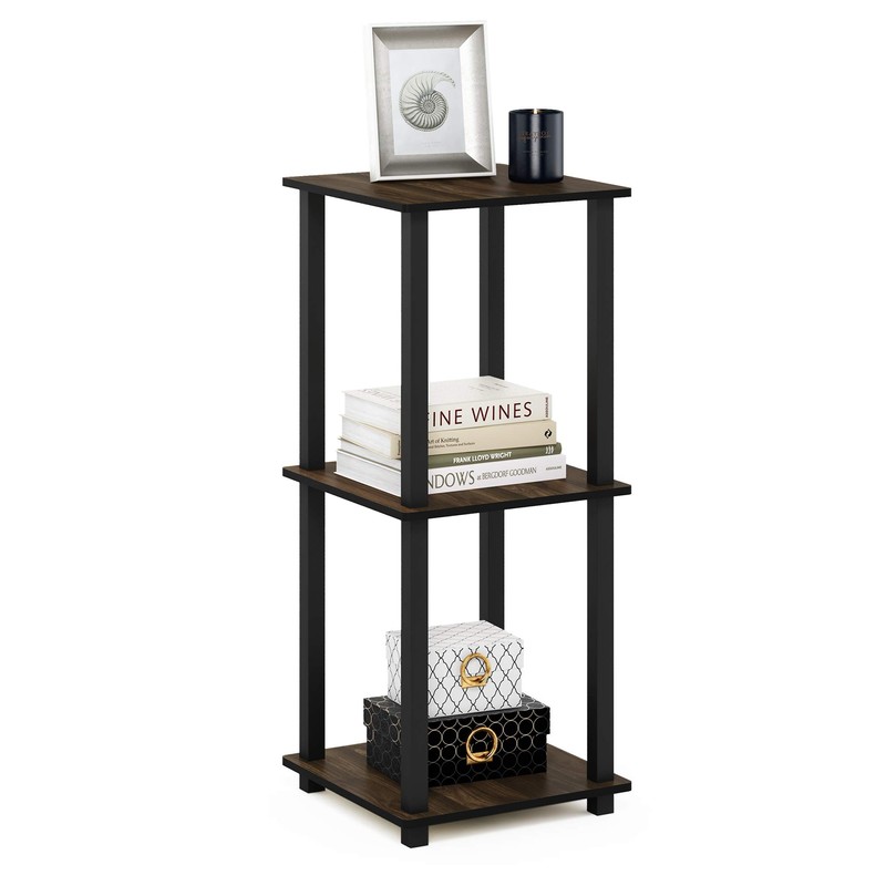 Furinno Simplistic End Table, Columbia Walnut/Black