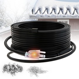 HEATIT HIRD-F 120 feet Roof & Gutter Snow De-Icing Kit, 5W/ft Heat Tape for Roof and Gutters Ice Dam Prevention with 6 ft Power Cold