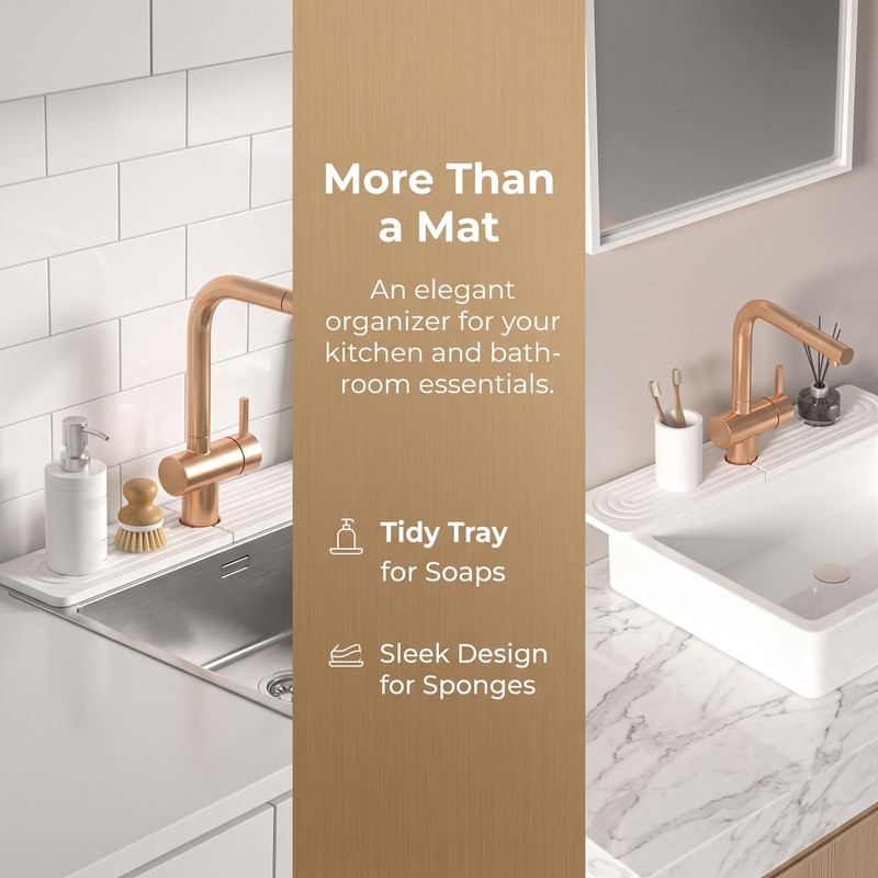 Rovelin Stone Faucet Mat for Kitchen Sink, 40x10cm Absorbent Diatomite