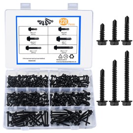 220 Pcs. Hex Head Self-Drilling Screws Set, M4.2 Self-Tapping Stainless Steel Screws with Washers, Metal Drilling Screws, Sheet Metal Screws, Body Screws for Metal
