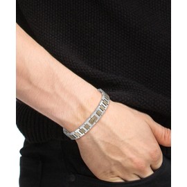 Lacoste Metropolis Collection Men's Bracelet with Toggle Clasp Decorated with Petit Pique Pattern, Stainless Steel, No gemstone