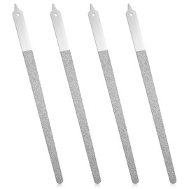 4PCS Diamond Deb Nail File, Long Stainless Steel Metal Files with Double Sided Abrasive for Professional Manicure Pedicure and Precision Filing (Long)