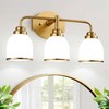 EvmVom 3-Light Brushed Gold Bathroom Light Fixtures, with Milk White