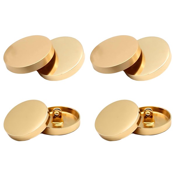 8Pcs Metal Buttons - Golden Colour Round Flat Buttons for