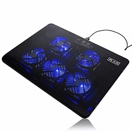Mr. Gadget's Solutions Portable Laptop Cooling Pad LED Dual USB 4 Cooling Fan Adjustable Stand Coolpad