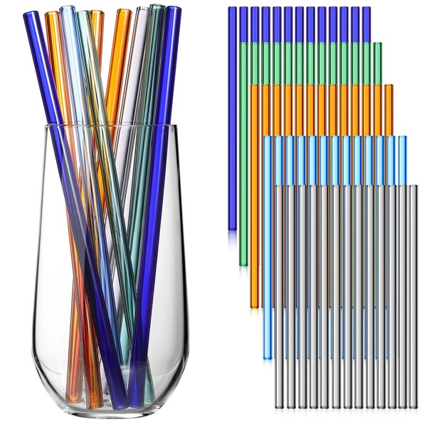 Weysat 100 Pcs Reusable Glass Straws Bulk, Glass Drinking Straws