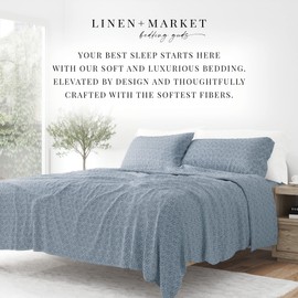 Linen Market 4 Piece Queen Bedding Sheet Set (Light Blue Chambray) - Sleep Better Than Ever with These Ultra-Soft & Cooling Bed Sheets for Your Queen Size Bed - Deep Pocket Fits 16" Mattress