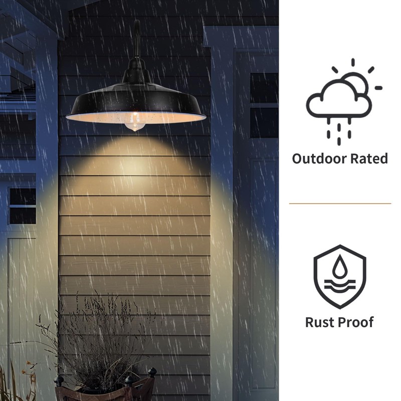 Diyel Solar Barn Light Outdoor, 16 Inch Dome Gooseneck Wall
