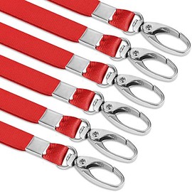 Lanyards Bulk 50 Pack Red Lanyards for Id Badges Kids Lanyard with Clips Swivel Hook (Red)