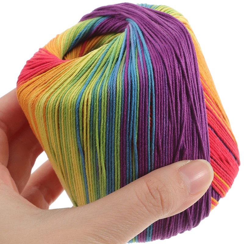 Milisten 133M Weiches Häkelgarn Mehrfarbiges Baumwollstrickgarn Handstrickgarn Webgarn Häkelgarn (Regenbogen)