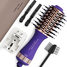 Olaermoso Hair Dryer Brush Blow Dry Brush in One, 2 Inch Oval Shape Hot Air Brush, Travel Hair Tools/Volumizer/Straightener/Curler, European Blow Dry Brush with Universal Adapter
