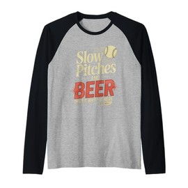 Slow Pitches and Beer That's Why I'm Here Baseball Fan - Raglan Baseball Tee