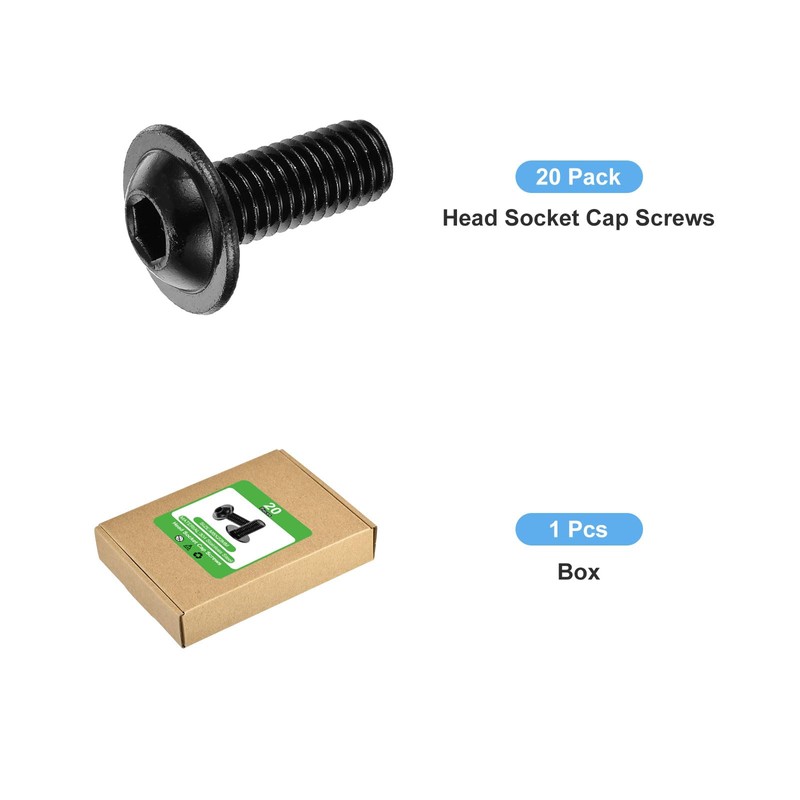 sourcing map 20Pcs M8-1.25x20mm Flanged Button Head Socket Cap Screws,