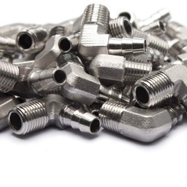 LTWFITTING 90 Degree Elbow Stainless Steel 316 Barb Fitting 5/16" ID Hose x 1/4" Male NPT Air Gas (Pack of 5)