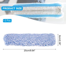 MECCANIXITY Microfiber Scrubber Replacement Head 9.84 Inch for Window Glass Marble Wall Home Bathroom, Blue Pack of 2