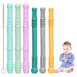 CLDY Baby Beißröhrchen, Beißspielzeug, kauspielzeug, Zahnungshilfe, Beißring aus Silikon BPA-frei, wundes Zahnfleisch zu stimulieren und zu massieren, ab 3 Monaten (6 Stück)