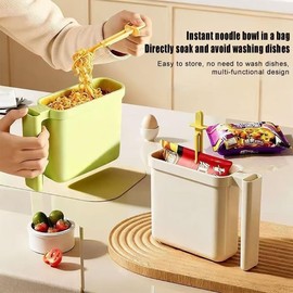 Instant Noodle Bowl with Fork - Heat Resistant Ramen Bento Box & Lunch Container