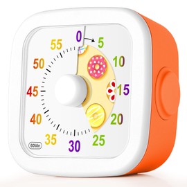 HOTUT 60 Minute Visual Timer for Kids,Visual Countdown Timer Clock Kids,Kids Desk Management Tools with Donut Pattern and Non-Ticking for Classroom,Home,Kitchen,Office