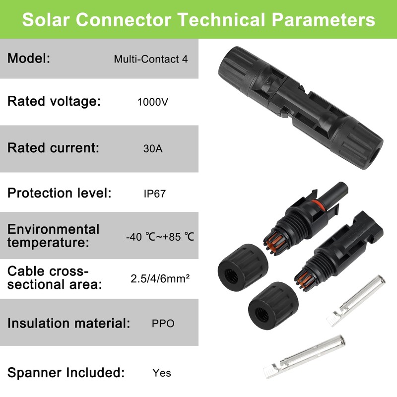 LEPITERY MC4 Solar Connectors 30 Pairs/60pcs Solar Panel Cable Connectors