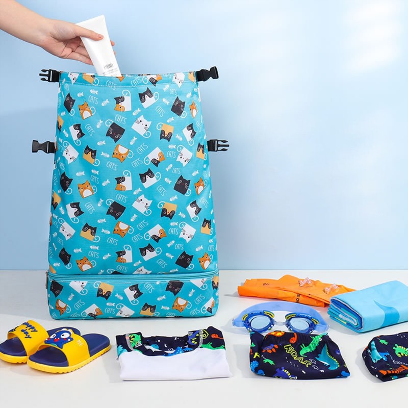 Kids Dry Wet Separated Swimming Bag Portable Waterproof Backpack Gym