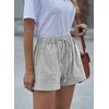 YOCUR Womens Summer Wild Shorts Elastic Waist Drawstring Pocket Cuffed