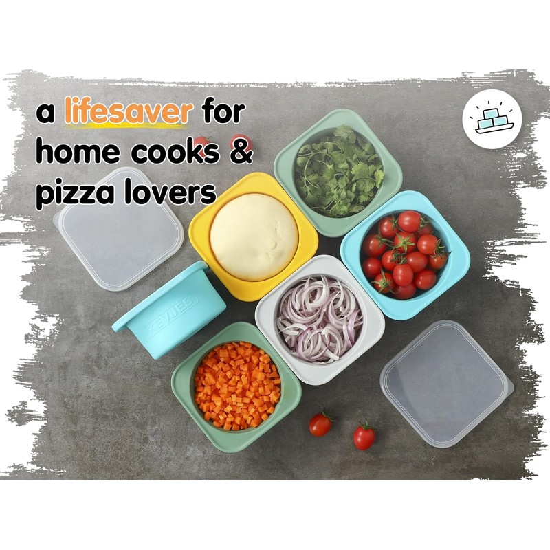KEVJES Stackable Silicone Artisan Pizza Dough Proofing Proving Containers with