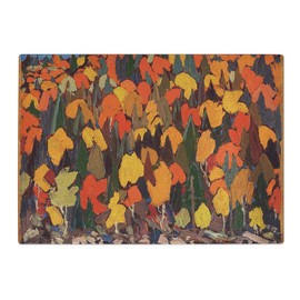 Kitchen Chopping Board Glass - Tom Thomson Autumn Foliage - Textured Worktop Saver Cutting Board - Heat Resistant, Shatterproof and Hygenic - 28.5 x 20 cm