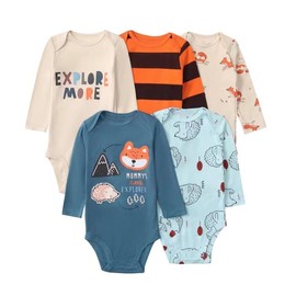 Acuryx Baby Bodysuit Long Sleeve Pack of 5 Newborn Rompers for Baby Boys and Girls #0-24 Months, 636, 6 - 9 months
