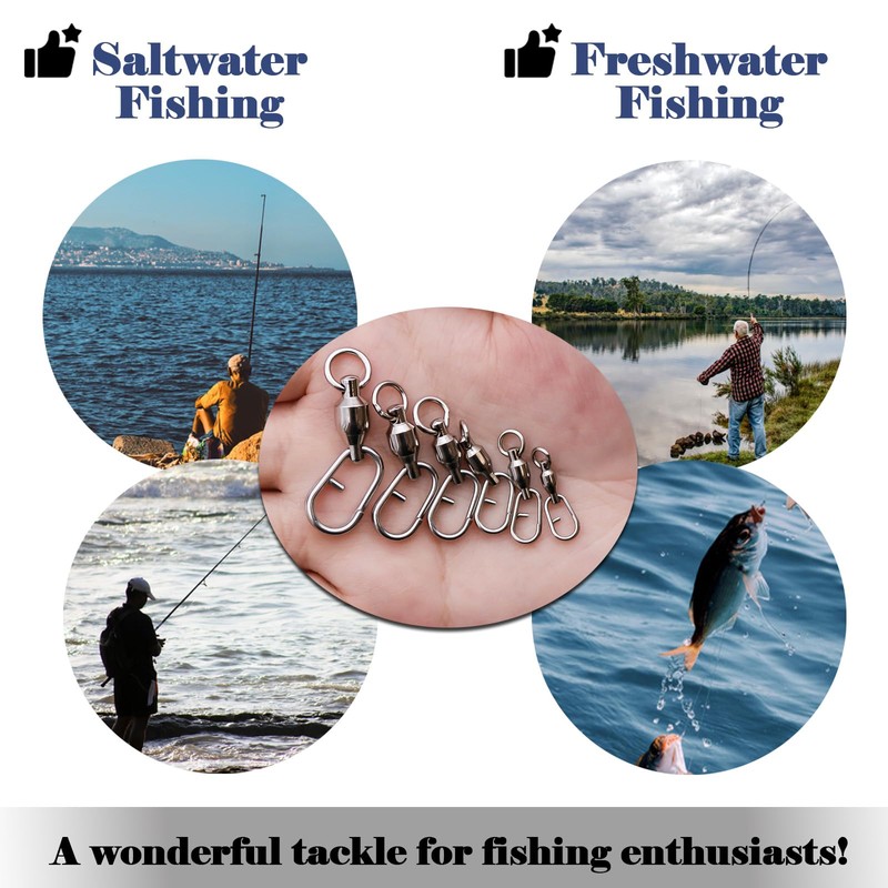 FishTrip Ball Bearing Swivel with Oval Split Rings