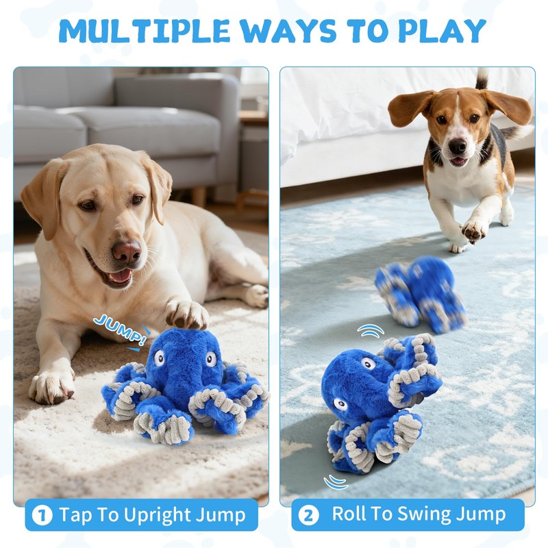 VOXGET Interactive Dog Octopus Toy, Upgrade Automatic 1.5H Jumping Ball