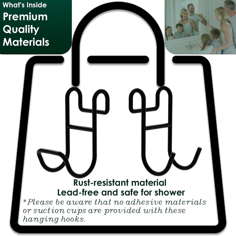 Jovware Black Shower Caddy with Hooks - 2 Pack Shower