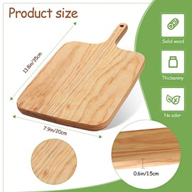 Hoolerry 4 Pcs Wood Cutting Board with Handle 14 x 18 Inch Pizza Serving Board Natural Wooden Pizza Peel Large Pizza Paddle Spatula Charcuterie Board for Kitchen Baking Oven Accessory (Pine Wood)