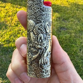 Metal Lighter Case Cover Lighter Pouch Fits Bic Lighter Standard Size J6 pixiu Design