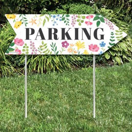 Big Dot of Happiness Wildflowers Wedding Parking Signs - Boho Floral Wedding Sign Arrow - Double Sided Directional Yard Signs - Set of 2