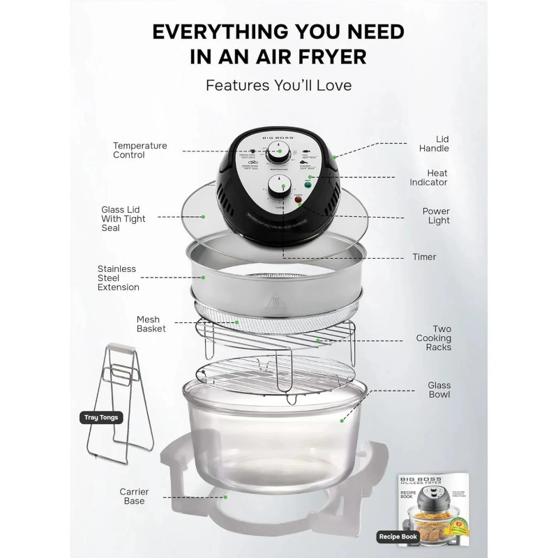 GraniteStone Air Fryer Toaster Oven Combo 16Qt Kitchen Countertop