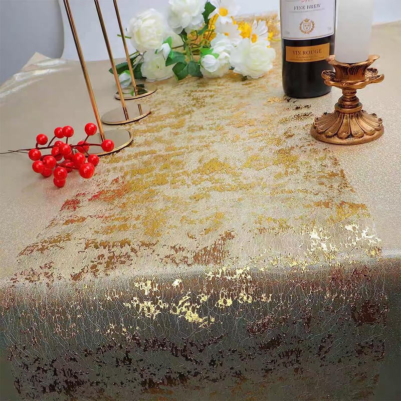 10Mx28cm Glitter Metallic Gold Table Runner,Gold Foil Table Cloth,Thin Mesh