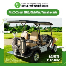 KUAFU Universal Golf Cart Bag Holder Bracket Compatible with Club Car EZGO Yamaha Golf Cart 41.6"-43.5" Wide Rear Seat Kit Rear Flip Seat Bag Attachment