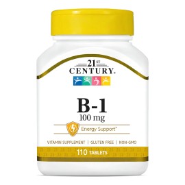 21st Century Vitamina B-1 100mg 110 Tabletas Vegano Orgánico Sin Sabor