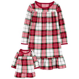 Carter's Girls' 2-14 Gown and Doll Dress Set (Red/White/Green, 4-5)