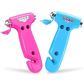 THINKWORK Window Breaker - Pink-Blue Car Safety Hammer Gift for Lady and Men, Three-in-One Emergency Escape Tool with Seat Belt Cutter, Safety Emergency Car Escape Tool for Family, Women, Children.