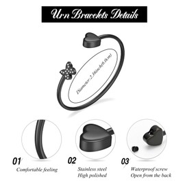 Hearbeingt Cremation Jewelry Urn Bracelet for Ashes for Women Stainless Steel Butterfly Heart Urn Bracelets Keepsake for Ashes for Women Men