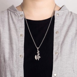 Vintage Creative 925 Silver Necklace Men's Chic Dragon Axe Pendant Necklace Charm Jewelry O Chain 18''-28'' Lobster Claw Clasp (24)