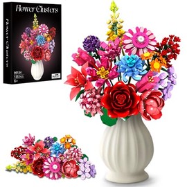Linkowin Flower Bouquet Building Set, 1316 Pcs Flowers Building Block Toy for Home Office Decor DIY Craft Gift, 14 Roses Plant Botanical Collection Kit for Valentine's Day, Adults Women Girls Kids 6+