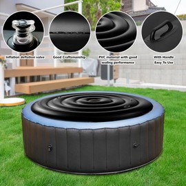 4.75 FT Inflatable Hot Tub Cover with Handle,Energy Saving Lid for Round Hot Tub,Outdoor Inflatable Hot Tub,Inflatable Insert Insulated Lid Replacement