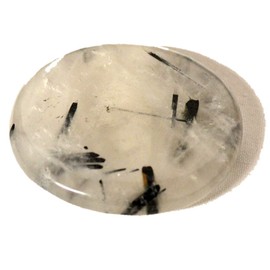 Tourmaline Quartz Worry Stone / Disc Stone | Gemstone Flat Tumbled Stone Pocket Stone | Ideal Gift and Healing Stone | N-1923