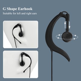 Retevis EEK016 Hands-Free Two Way Radio Headset, Compatible RT622 RT27 RT619 RT24 Baofeng UV-5R eSynic Walkie Talkies, G Shape Ear hook Walkie Talkie Earpiece with Mic 2 Pin (1 Pcs)
