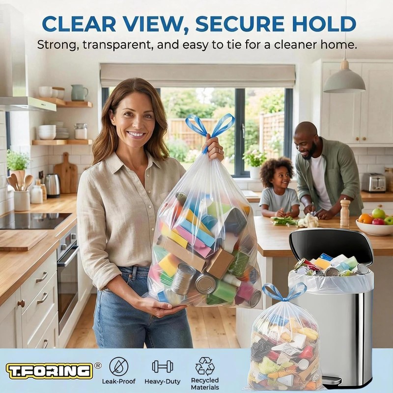 T.FORING 18 Gallon Trash Compactor Bags with Drawstring - 120