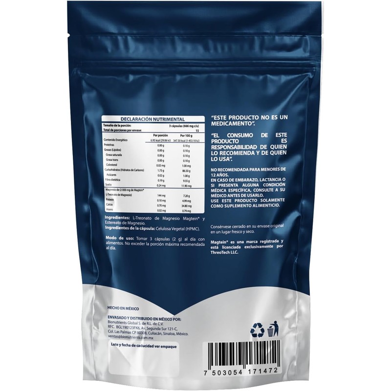 🧠⚡ Wellthy Magtein® L-Treonato de Magnesio 45 Caps | Memoria,