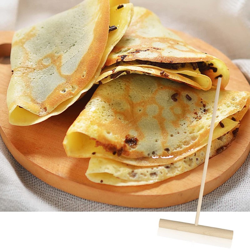 2Pcs Crepe Spreader, Jagowa T-Shape Natural Wooden Stick Pancake Maker