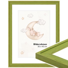 WANDStyle Children's Room Picture Frame for Children's Drawings 15 x 20 cm, Small Wooden Frame, Green, Grained, Made in Germany - H120